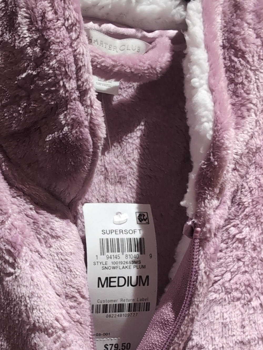 Long Snowflake Embossed Zip-front Robe - Picture 6 of 6